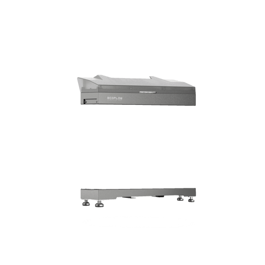 EcoFlow PowerOcean Plus Batterie mit Anschlussbox und passender Basis für stabile Aufstellung