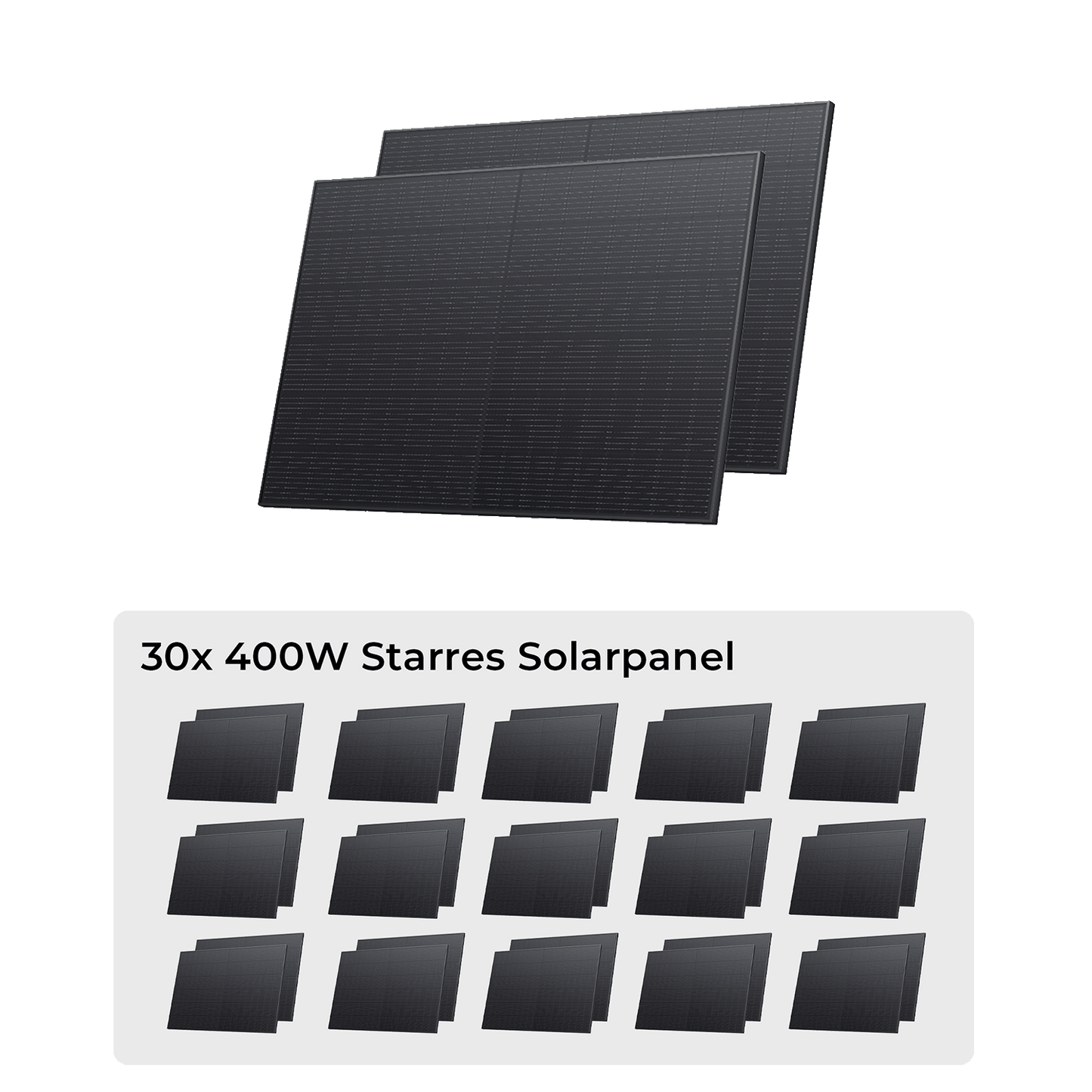30x 400W starre Solarpanel Sets für nachhaltige Energiegewinnung mit robusten schwarzen Solarplatten
