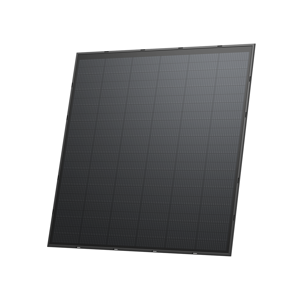 Schwarzes starres Solarpanel mit Gitterstruktur aus photovoltaischen Zellen