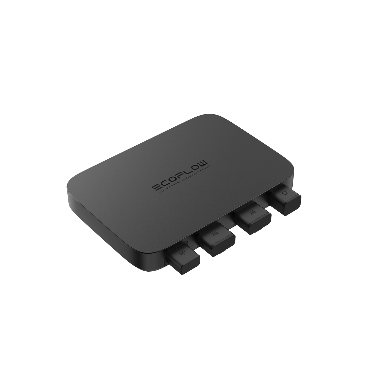 EcoFlow Ladegerät 500W in Schwarz mit vier Anschlüssen auf der Vorderseite des Geräts