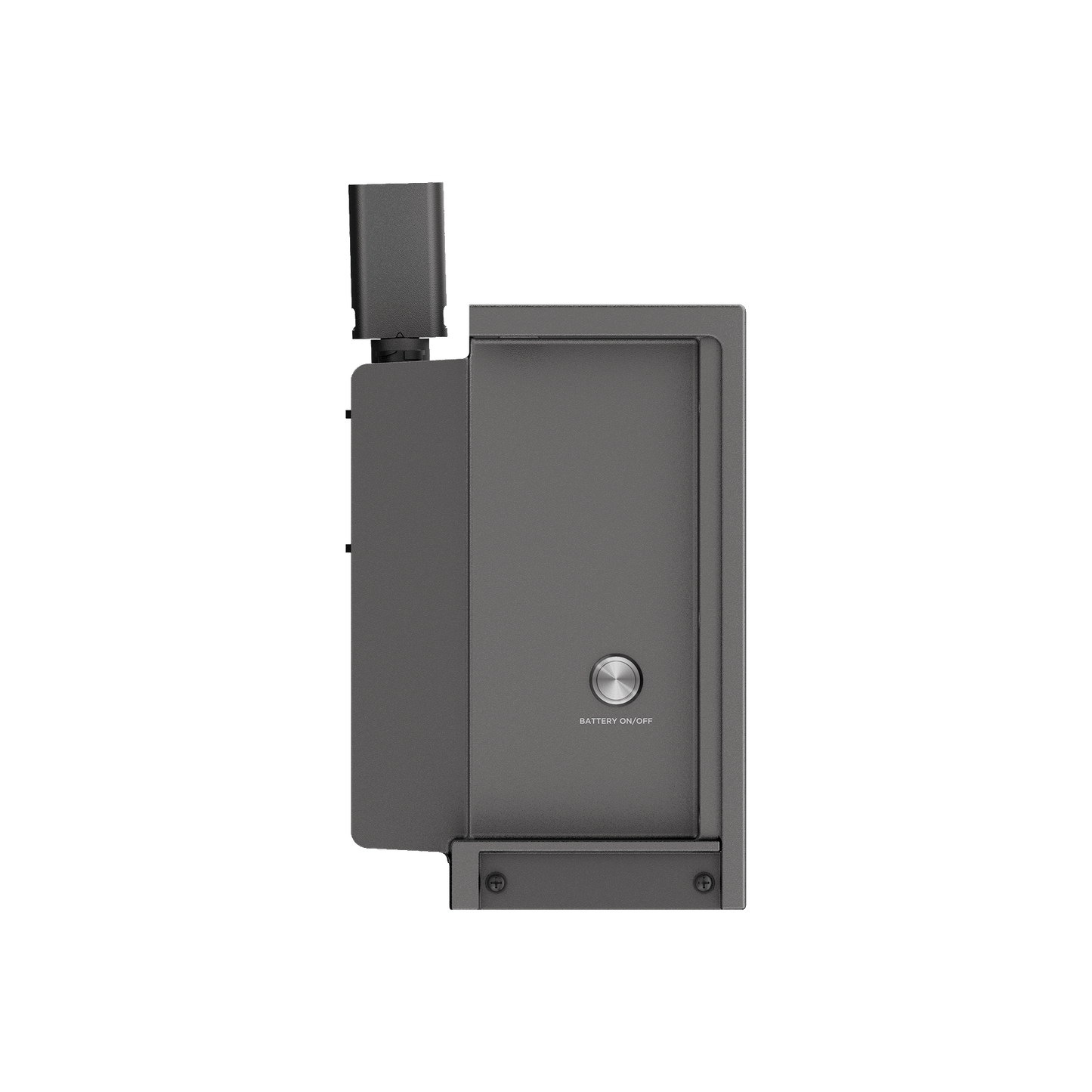 EcoFlow PowerOcean Wechselrichter mit zentralem BATTERY ON OFF Knopf auf der Front