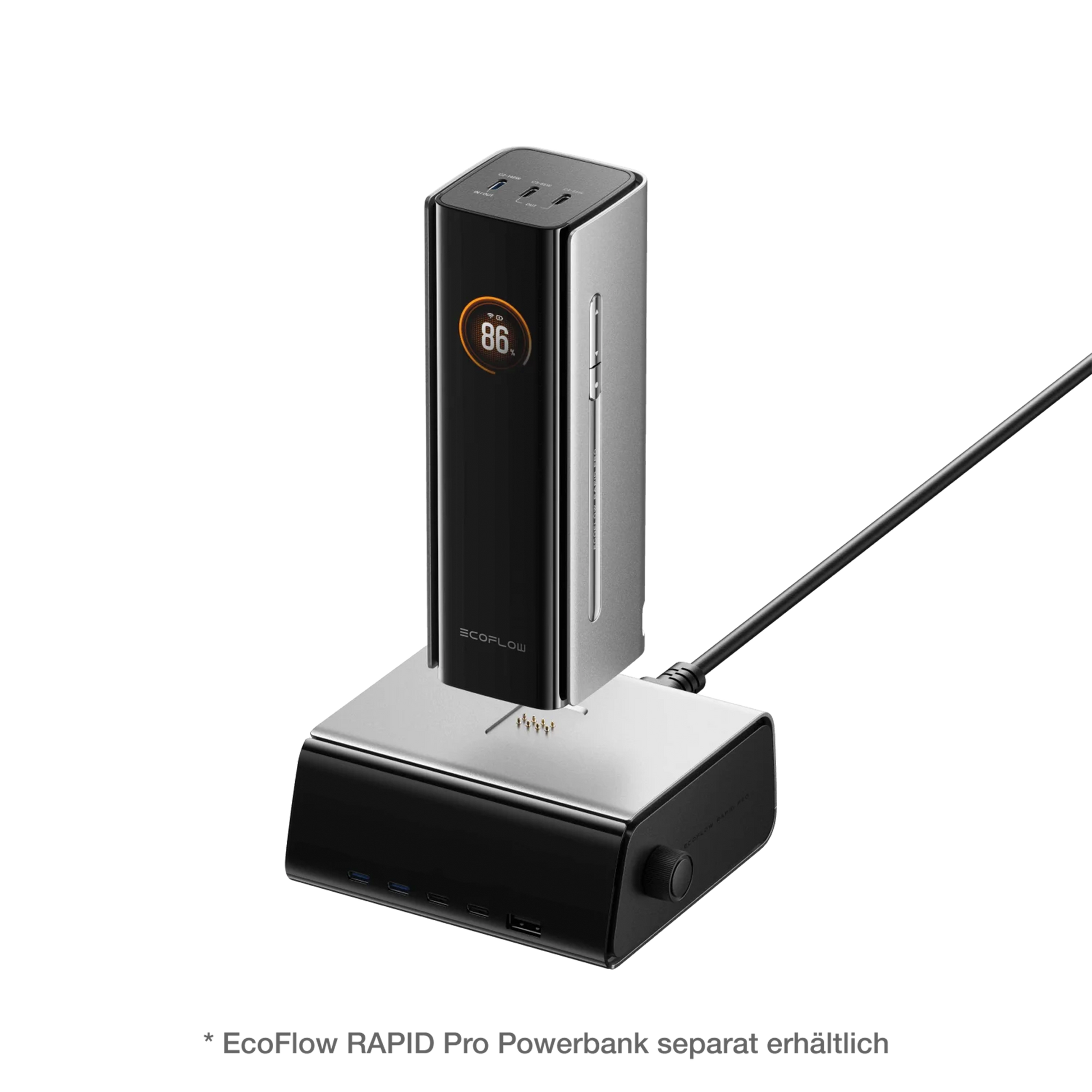 Ecoflow RAPID Pro 320 Watt Ladestation lädt Powerbank kabellos und bietet mehrere Anschlüsse