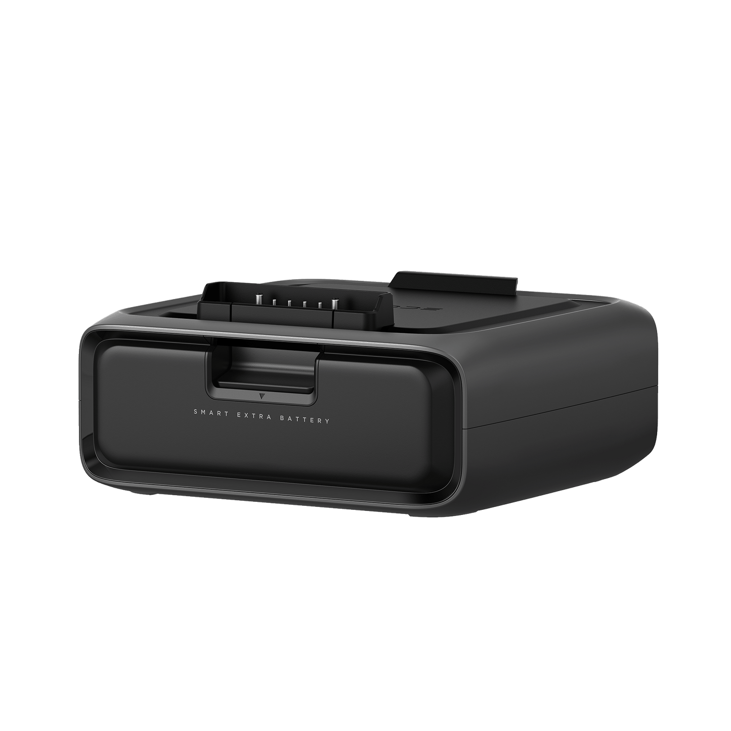 Schwarze EcoFlow River3 Zusatzbatterie aus schräger Perspektive mit smartem und kompaktem Design