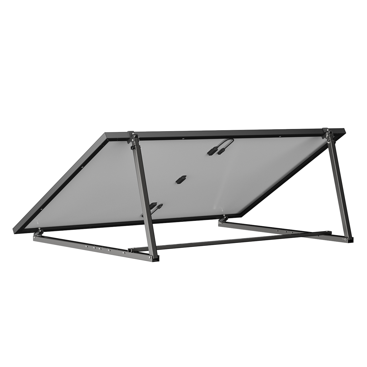 Rückansicht eines montierten Solarpanels auf verstellbarer Halterung für optimale Ausrichtung