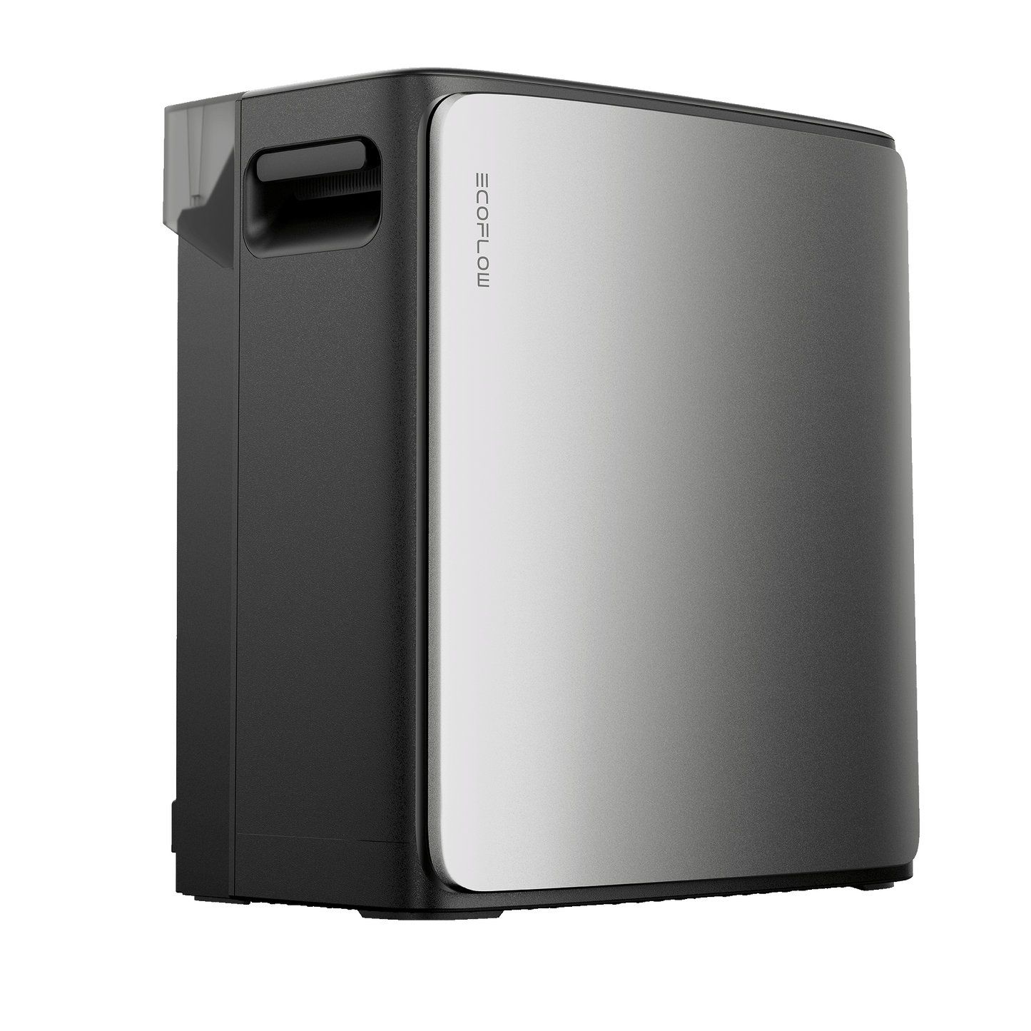 EcoFlow Stream Batterie Ultra X mit schwarzem Gehäuse, silberner Front und seitlichem Griff, Frontseite