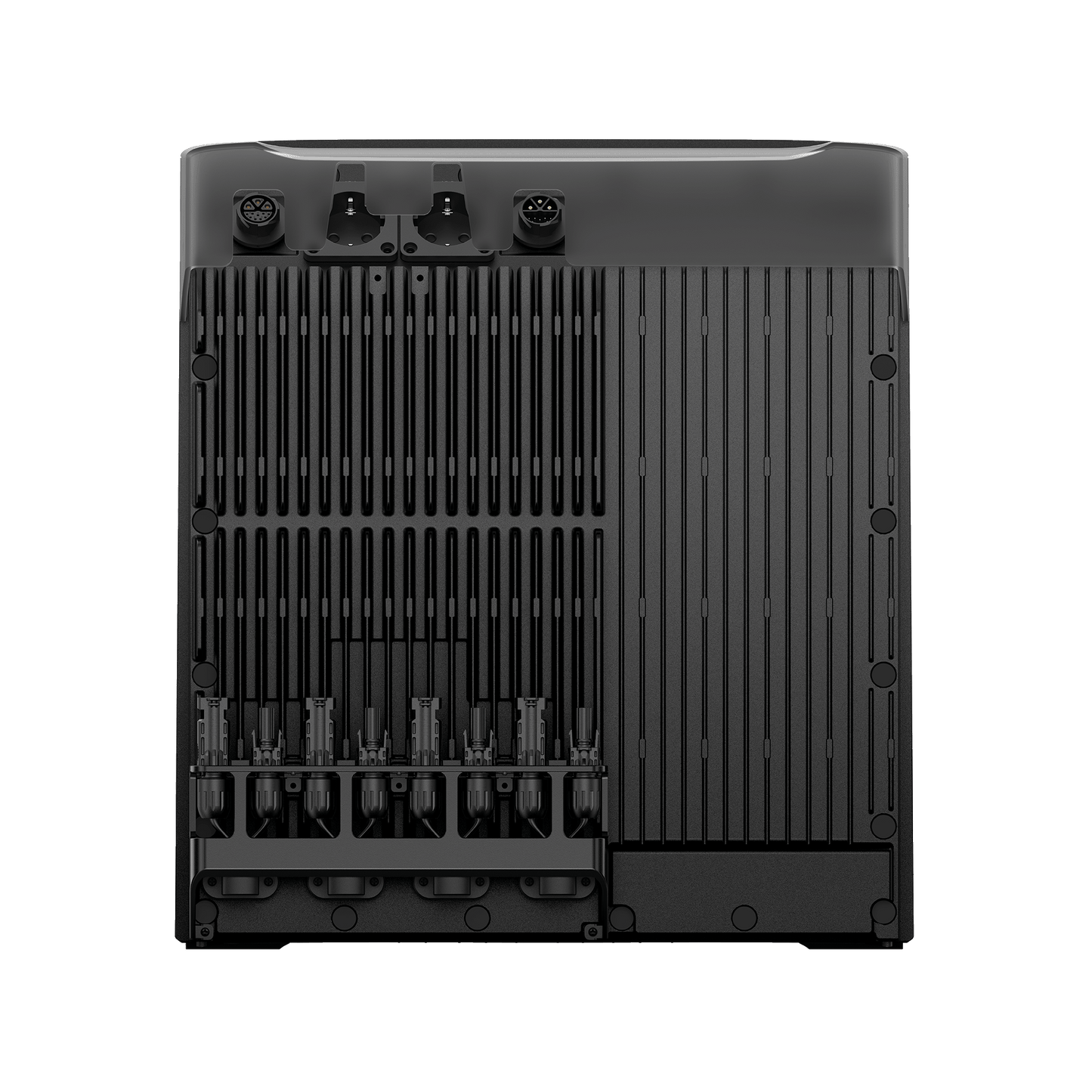 EcoFlow Stream Batterie Ultra X Rückseite mit Anschlüssen und Lüftungsschlitzen in schwarzem Design