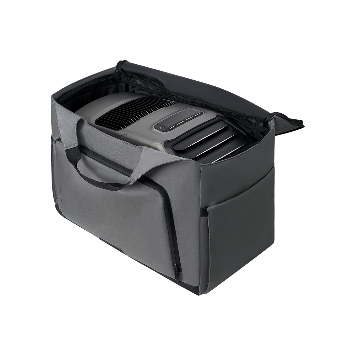 Robuste graue Tragetasche mit Reißverschluss zum sicheren Transport für EcoFlow Wave2 Geräte