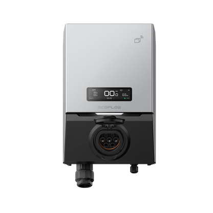 Moderne EcoFlow Wallbox Ladestation mit Display und Anschlussbuchse für Elektroautos