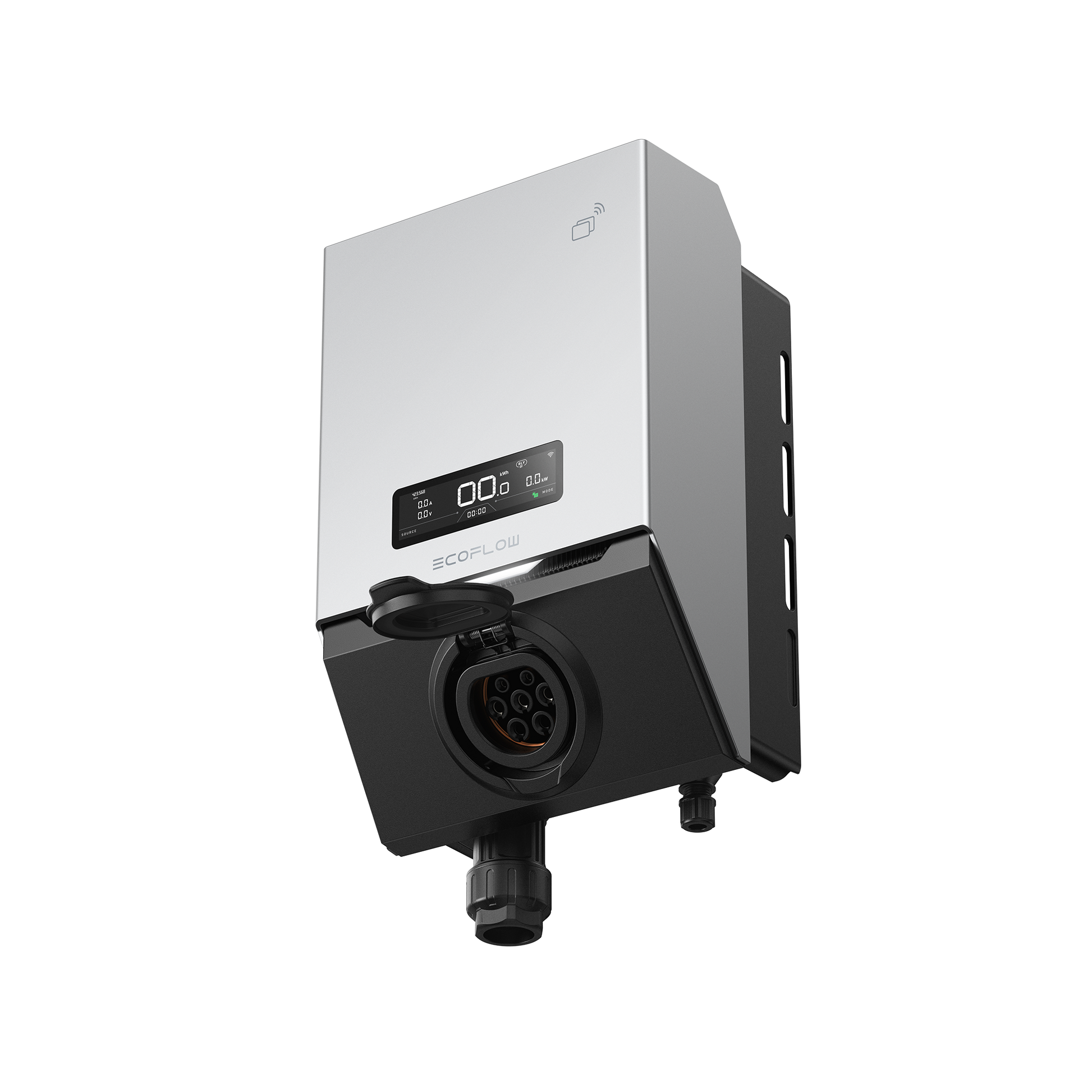 EcoFlow PowerPulse 2 Ladestation mit Display und rundem Ladeanschluss auf der Front