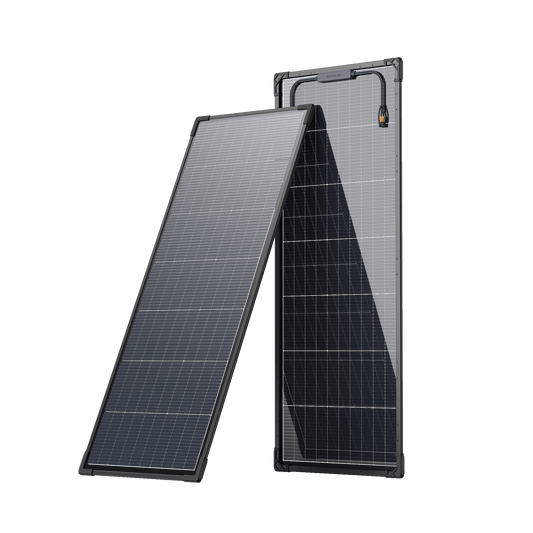 Zweiteiliges EcoFlow 2x130W starres Solarpanel-Set mit abgewinkeltem und senkrechtem Panel