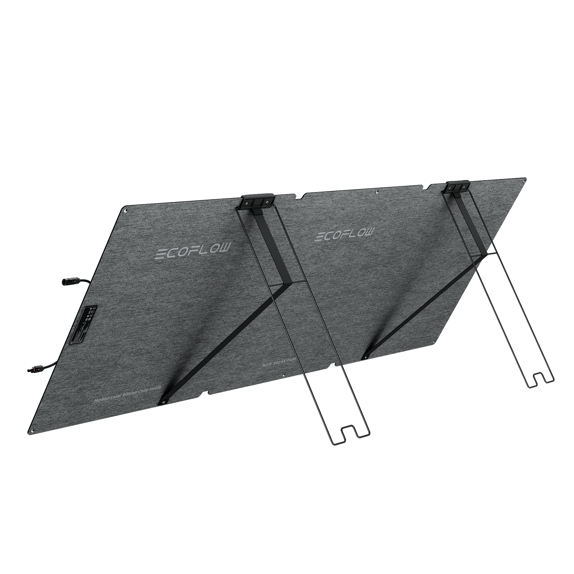 EcoFlow 160W Solarpanel mit stabilen Stützen für optimalen Winkel und maximale Effizienz