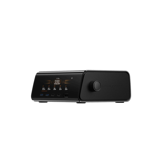 EcoFlow Rapid Pro 320W Station mit Display und mehreren USB Anschlüssen auf der Frontseite
