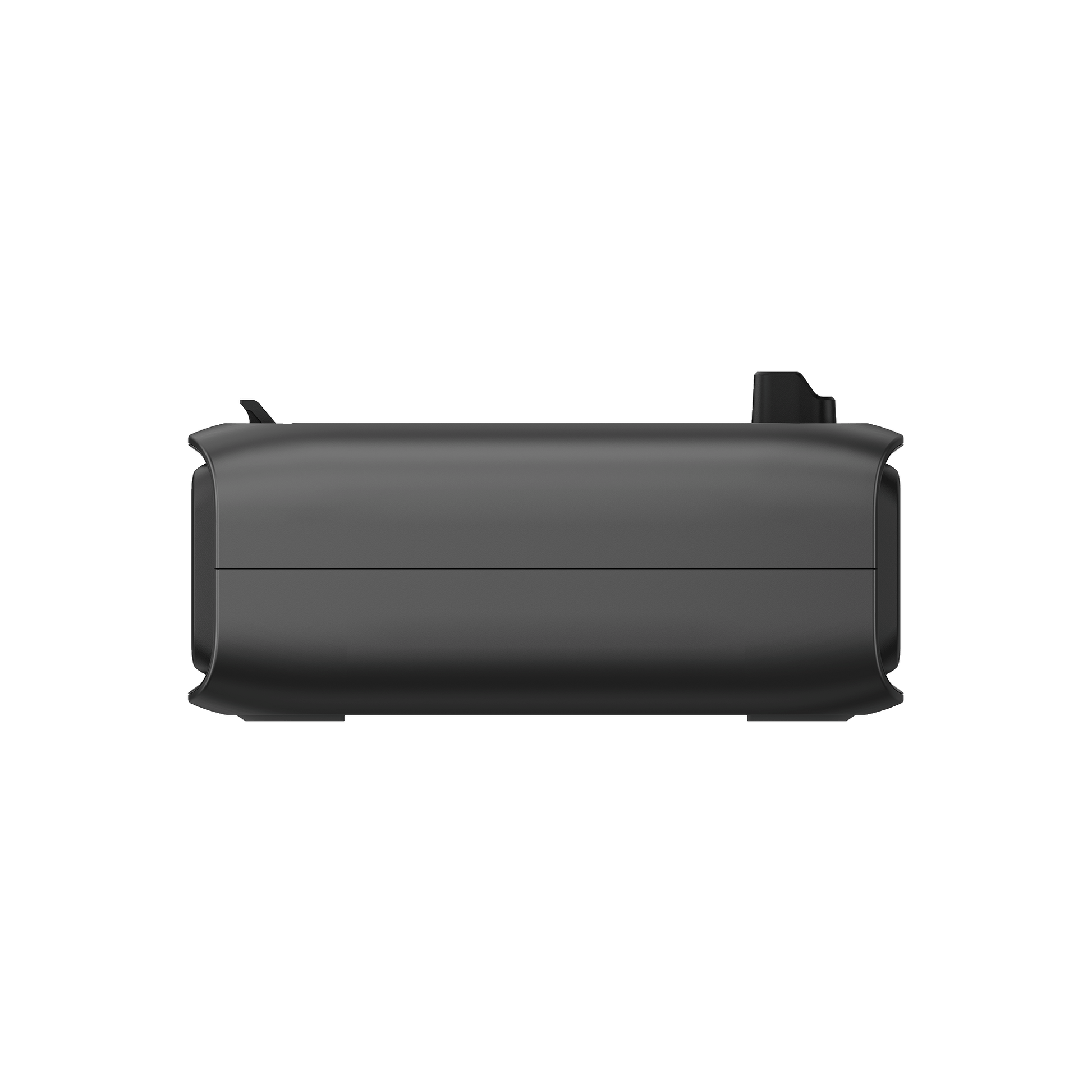 Seitenansicht der EcoFlow River3 Zusatzbatterie in mattem Schwarz mit kompaktem und robustem Design