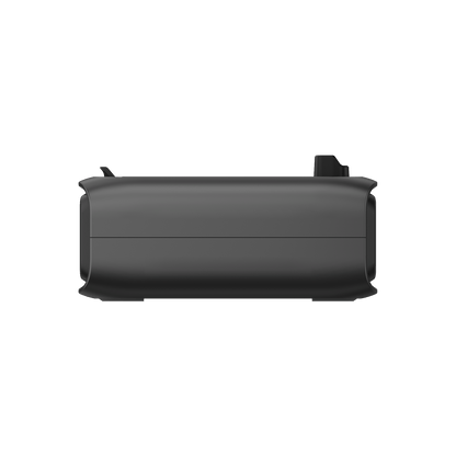 Seitenansicht der EcoFlow River3 Zusatzbatterie in mattem Schwarz mit kompaktem und robustem Design