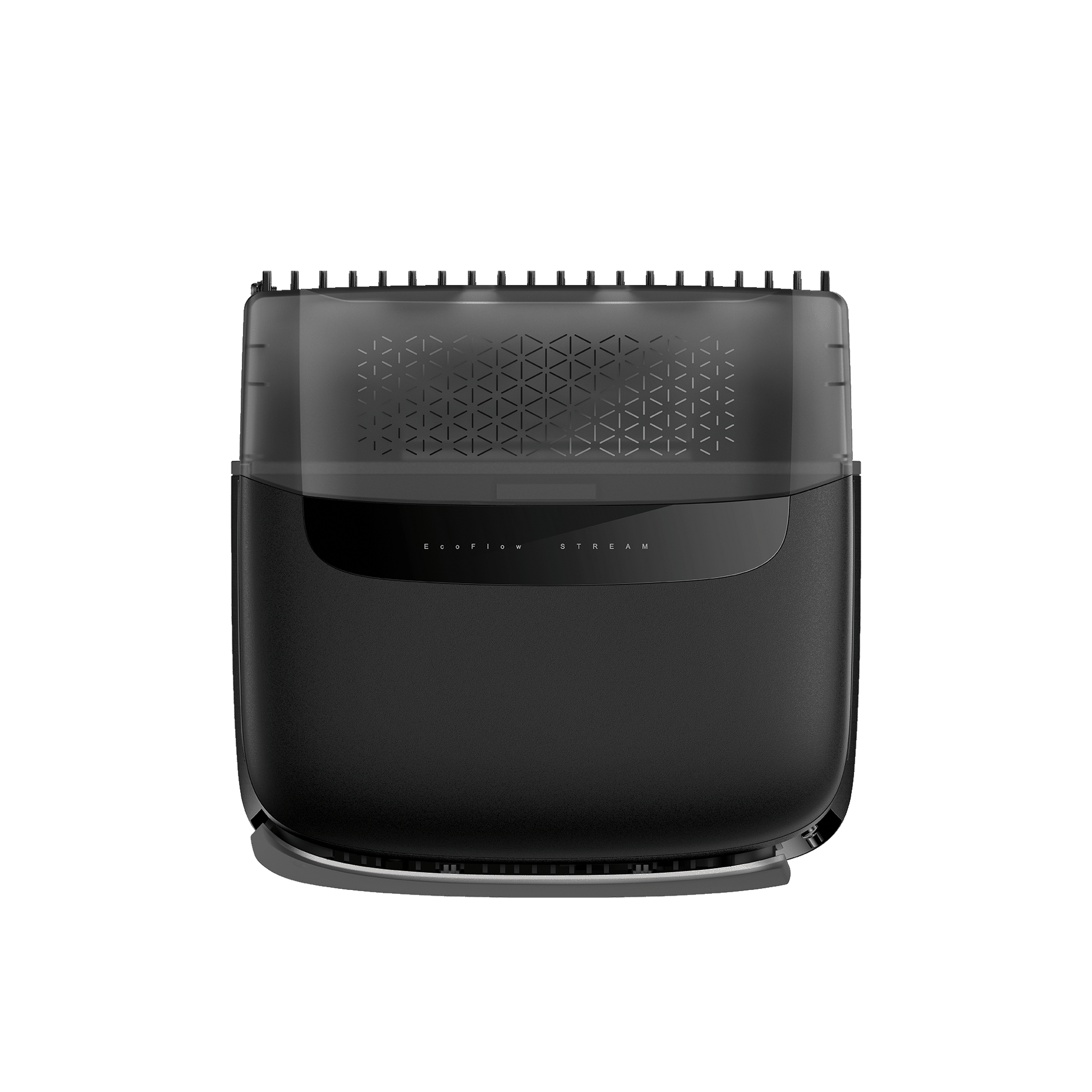 EcoFlow Stream Batterie mit modernem Design und halbtransparentem Deckel mit Muster