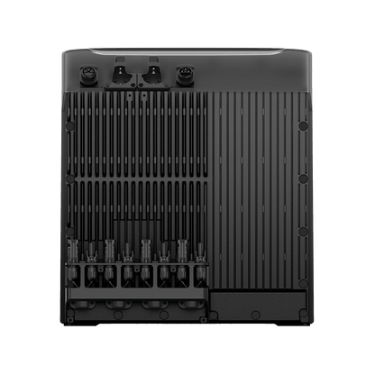 EcoFlow Stream Batterie Ultra X Rückseite mit Anschlüssen und Lüftungsschlitzen in schwarzem Design